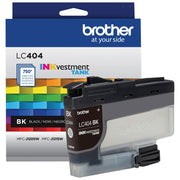 Brother LC404BK front packaging showing cartridge and yield benefit