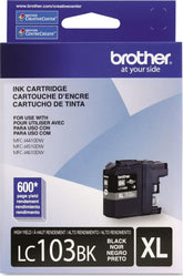 Brother cartucho LC103BK frontal mostrando diseño y encaje seguro