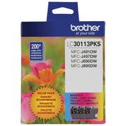 Brother front packaging showing three-color cartridge pack and clear model labeling for fast selection