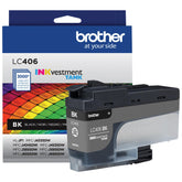 Brother LC406BK empaque frontal mostrando cartucho original y beneficio de compatibilidad