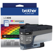 Brother LC406BK empaque frontal mostrando cartucho original y beneficio de compatibilidad
