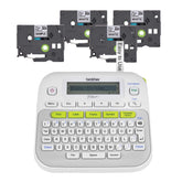 Brother PT-D210 front view showing compact design and clear display for fast labeling