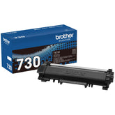 Brother TN-730 front packaging showing genuine cartridge benefits