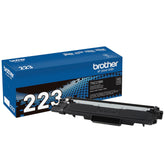 Brother TN223BK front packaging showing cartridge and branding, ensures authentic replacement