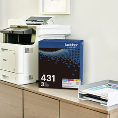 Magenta Brother TN-431 cartridge label shown to help verify compatibility and color accuracy