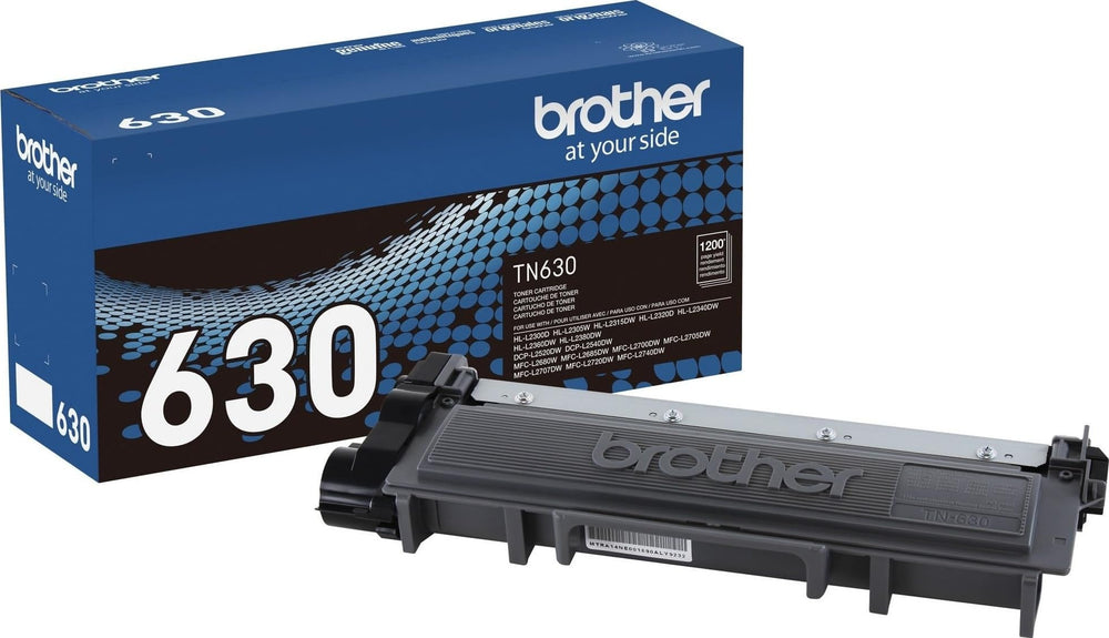 Brother cartucho TN-630 frontal del empaque mostrando marca y conveniencia
