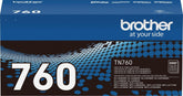 Brother TN760 front packaging showing cartridge and yield benefits
