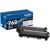 Brother TN760 front packaging showing twin pack and clear model benefit