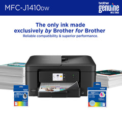 Brother Work Smart 1410 paper tray pulled out showing 150‑sheet capacity advantage