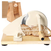 Brvclon front view on counter showing compact slicer and tidy footprint, improving kitchen efficiency