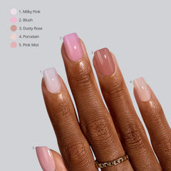 BTArtboxnails muestrario de cinco tonos nude para combinar con piel