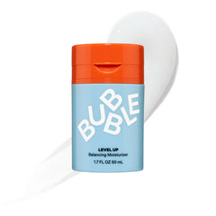 Bubble Skincare frasco frontal del gel hidratante mostrando marca y diseño, hidratación ligera