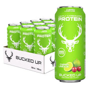 Bucked Up lata frontal Cherry Limeade mostrando diseño y beneficio refrescante