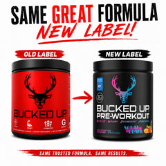 Bucked Up cucharada con porción exacta demostrando 30 servicios por envase