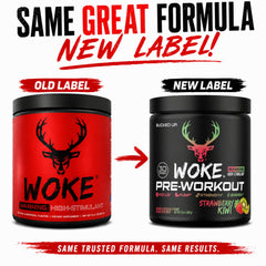 Bucked Up Woke scoop with powder showing single-serving convenience benefit