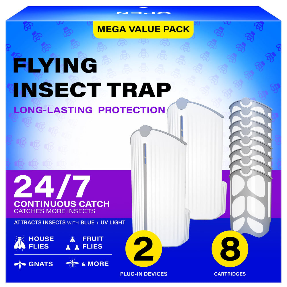 BuggyBands front packaging showing two devices and eight refills for easy protection