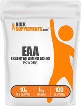 BulkSupplements envase frontal claro mostrando el tamaño y beneficio de 10 g por porción