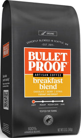 Bulletproof embalaje frontal mostrando la bolsa y beneficios en la etiqueta