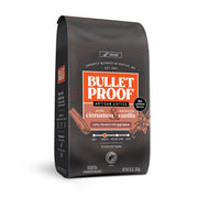 Bulletproof frente del empaque mostrando sabor canela y vainilla y conveniencia de 10 oz