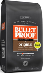 Bulletproof frente del empaque mostrando la bolsa y el logo, transmite confianza