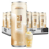 BUM Energy cream soda front packaging showing clean design and zero sugar benefit