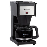 BUNN GRB front view showing black finish and stainless faceplate for fast brewing