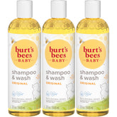Burt's Bees empaque frontal mostrando champú suave y beneficios