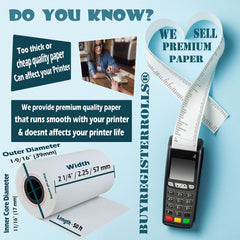 BuyRegisterRolls roll loaded in Verifone VX520 terminal demonstrating easy installation benefit