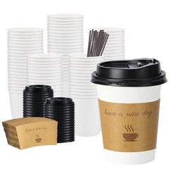 Vaso BYSNOW 12 oz frontal mostrando el diseño y la tapa incluida, práctico para servir