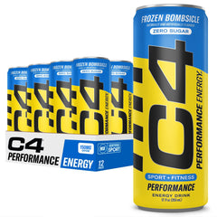 C4 frasco frontal mostrando la lata y beneficio de energía inmediata