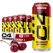 C4 Performance mostrando pack de 12 latas, conveniencia para deportistas