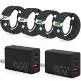 Cabepow front view of charger and cables showing compact design and fast charging