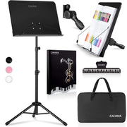 CAHAYA front view of folded music stand showing compact portability and sturdy frame