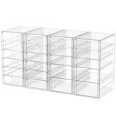 caktraie front view of four clear organizers showing neat storage and visibility