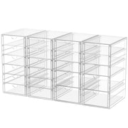caktraie front view of four clear organizers showing neat storage and visibility