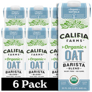 Califia Farms frente del pack de seis envases, conveniente para almacenamiento