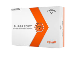 Callaway Supersoft frontal del empaque mostrando color naranja y visibilidad