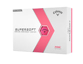 Callaway pelota frontal rosa mostrando logo y diseño, facilita identificación rápida