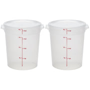 Cambro front view showing translucent 4 quart container and lid for clear content visibility
