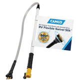 Camco Swivel Stik front view showing complete rinser and benefits of portability