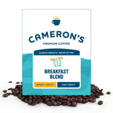 Cameron's Coffee front packaging showing four-pound bag and brand for value