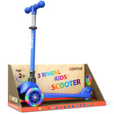 Campior front view showing scooter design and playful blue finish for confidence