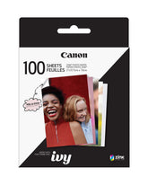 Canon Ivy front packaging showing 100-sheet sticker pack and value