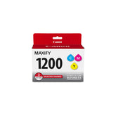 Canon MAXIFY pack frontal mostrando los tres cartuchos y etiqueta clara