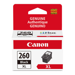 Canon PG-260 XL frontal del empaque mostrando logo y compatibilidad, confianza garantizada