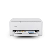 Canon PIXMA TS4320 vista frontal con bandeja desplegada, ahorro de espacio