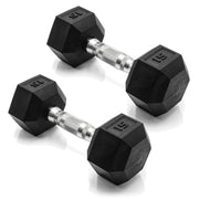 CAP 15 lb pair front view showing hex heads and chrome handles for stable storage