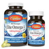 Carlson Elite Omega-3 Gems vista frontal con beneficio pureza certificada