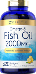 Carlyle envase frontal mostrando 320 softgels y el sello de 2000 mg