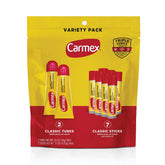 Carmex paquete frontal mostrando 2 tubos y 7 sticks facilita llevar protección